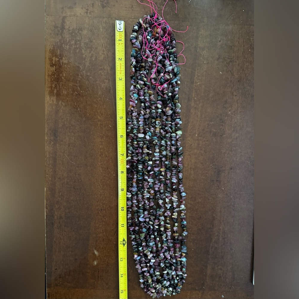 Natural Tourmaline Chips Necklace 30in